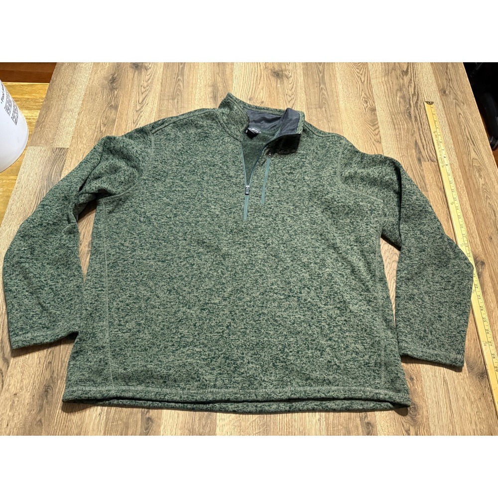 Eddie Bauer Shirt Mens Size XL Green Sweater Pullover Marl Fleece Quarter Zip